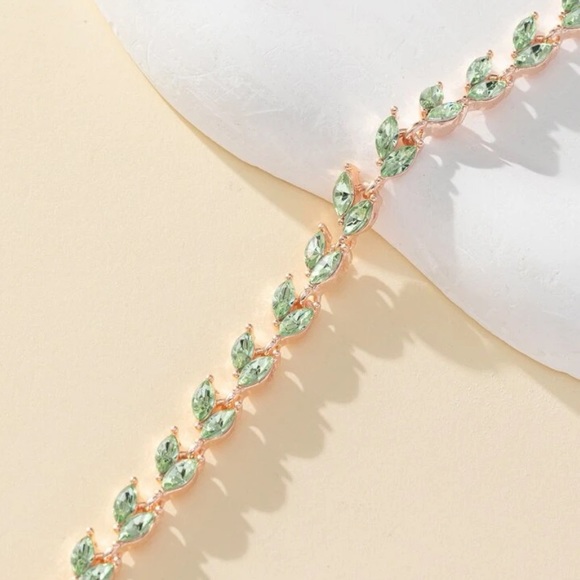 Peridot Leaf Tennis Bracelet - Picture 6 of 7